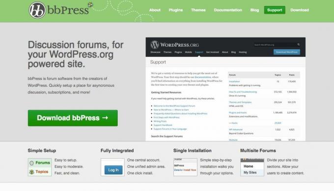 Skjermbilde av bbPress gratis online forumverktøy