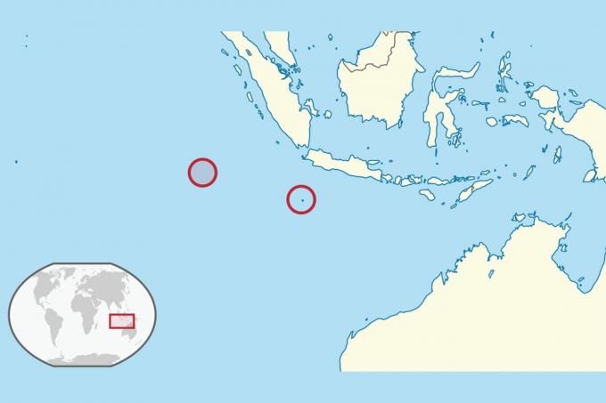 Christmas Island rød krabbe distribusjon kart