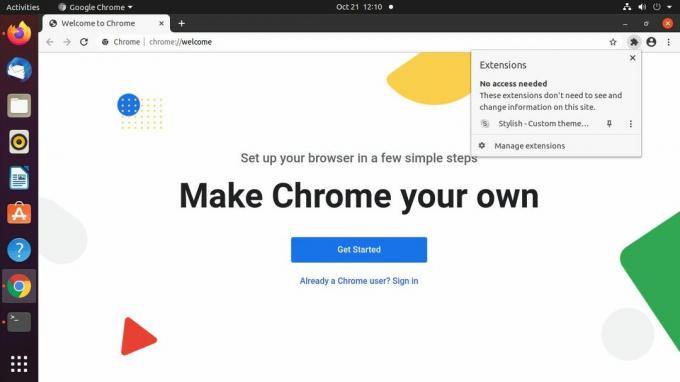 Google Chrome-utvidelsesmeny