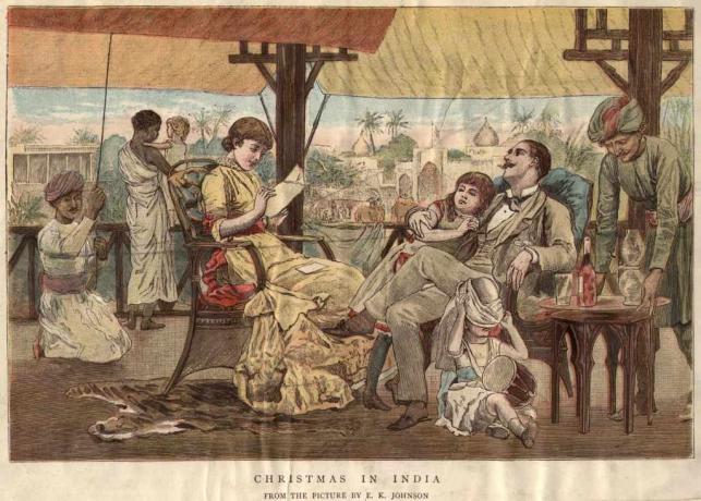 ca 1900: En britisk familie som feirer jul i India.