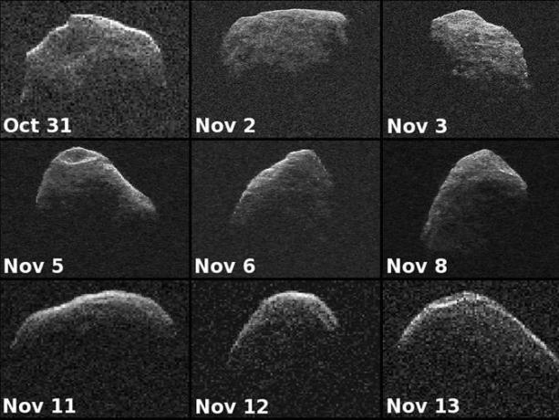 asteroide Apophis sett på radarbilder.