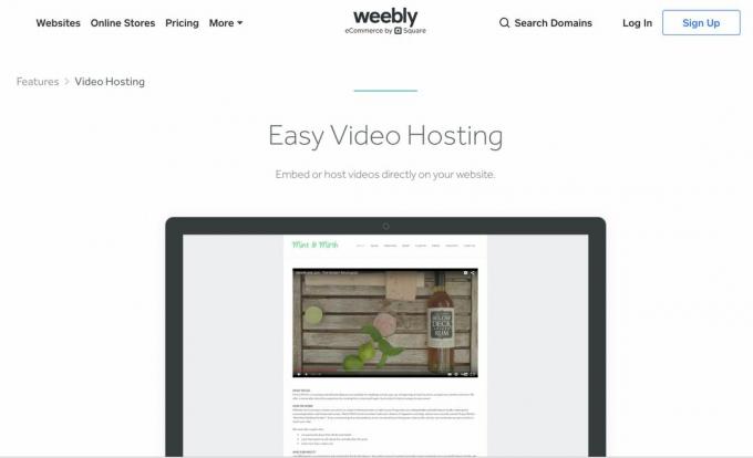 Weebly video hosting funksjoner side
