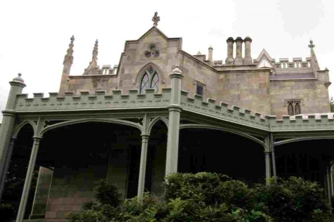 Gothic Revival Details on Lyndhurst Mansion i Tarrytown, New York