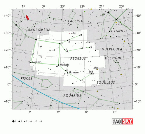 IAU-kartet over konstellasjonen Pegasus.