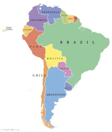 Sør-Amerika stater politisk kart