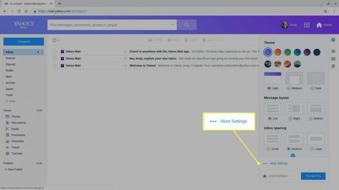 Flere innstillinger i Yahoo Mail