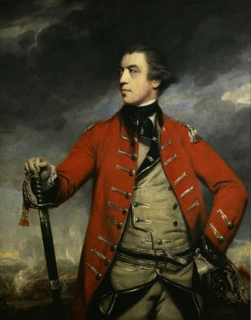 John Burgoyne i en rød uniform fra den britiske hæren.