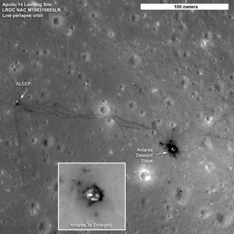 visuelt bevis på at Apollo 14 lander