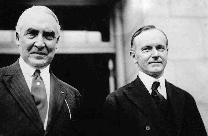 fotografi av Warren Harding og Calvin Coolidge