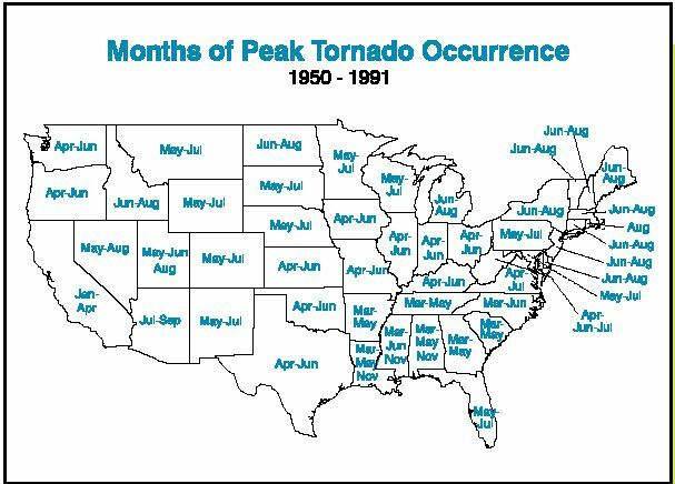 Peak Tornado Måneder etter stat