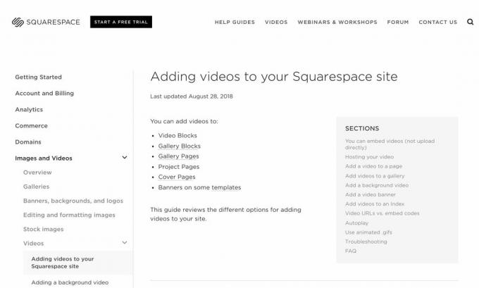 Legge til videoer på websiden til Squarespace-siden