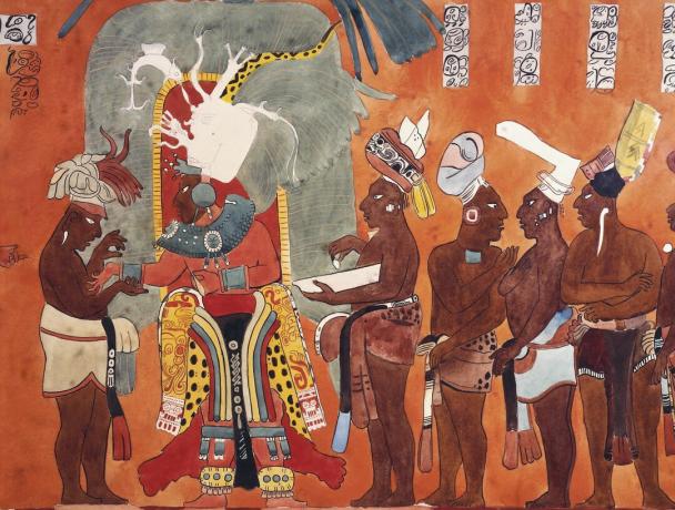 Bonampak Murals, Rom 3: Royal Family Performing a Bloodletting Ritual (gjenoppbygging)