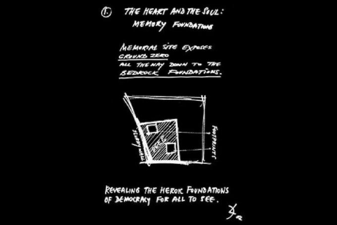 The Heart and the Soul: Memory Foundations - Daniel Libeskind Initial Sketch Idea fra desember 2002 Slide Presentasjon