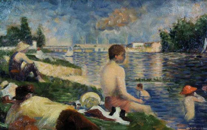 Sluttstudie for badegjester på Asnieres av Georges Seurat