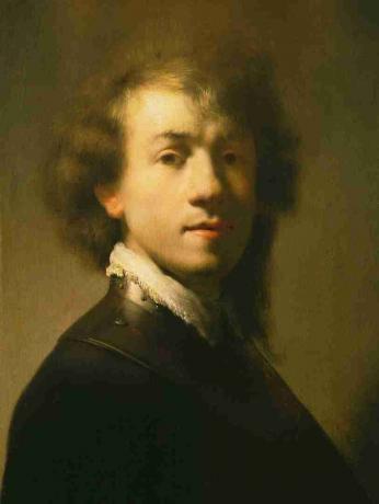 Portrett av Rembrandt med metallgorget