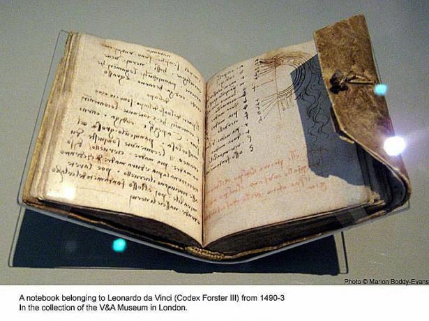 Leonardo da Vinci Notisbok i V & A Museum i London