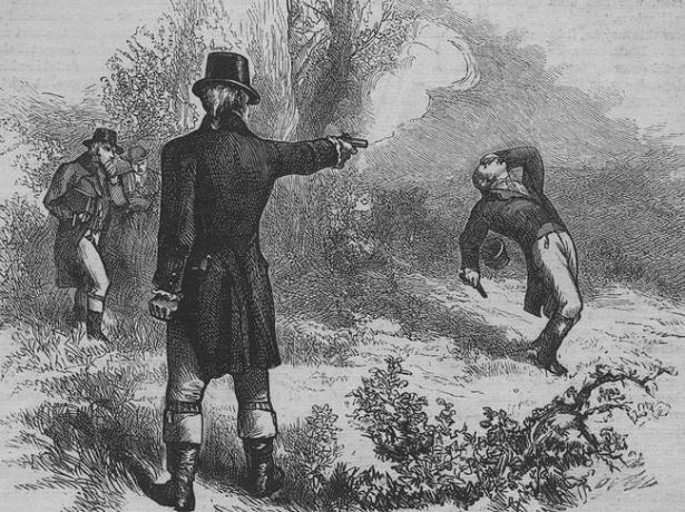 Visepresident Aaron Burr drepte tidligere finansminister Alexander Hamilton i en duell 11. juli 1804.