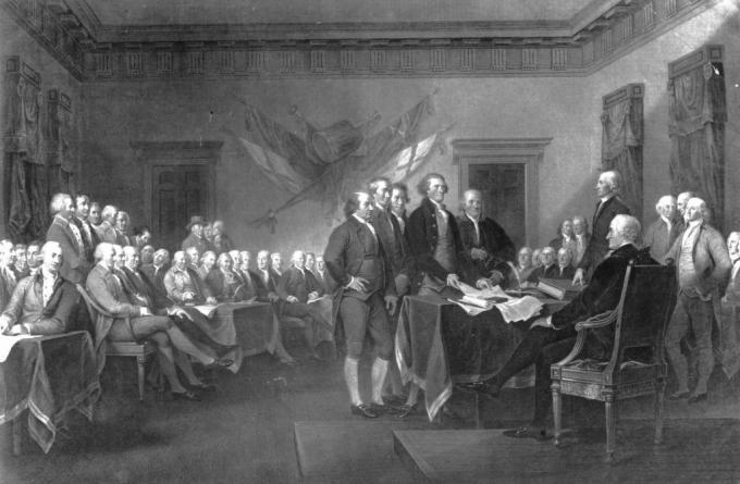 Den første kontinentale kongressen holdes i Carpenter's Hall, Philadelphia for å definere amerikanske rettigheter og organisere en plan for motstand mot tvangshandlinger pålagt av det britiske parlamentet som straff for Boston Tea Parti.