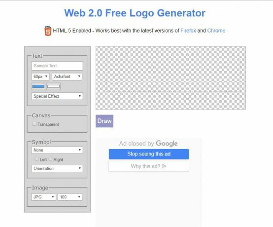 Gratis logo-generator på SimWebSol
