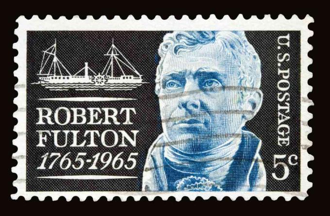 Et 1965 utstedt frimerkets frimerk fra USA som viser den amerikanske ingeniøren Robert Fulton