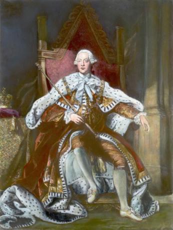 Portrett av George III, King of Great Britain og Ireland Enthroned