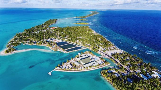 Flyfoto av øya kiribati