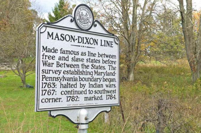 Skiltmerke historiske Mason – Dixon Line