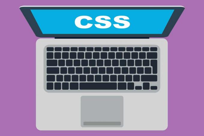 Bærbar PC med CSS-ord på skjermen