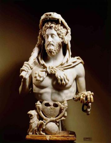 Keiser Commodus (160–192) kledd som Hercules. Marmorstatue