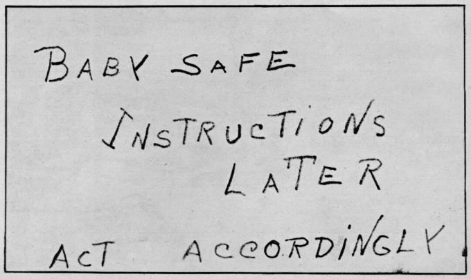 "Baby Safe Instructions Later Act tilsvarende", 1932, (1938)